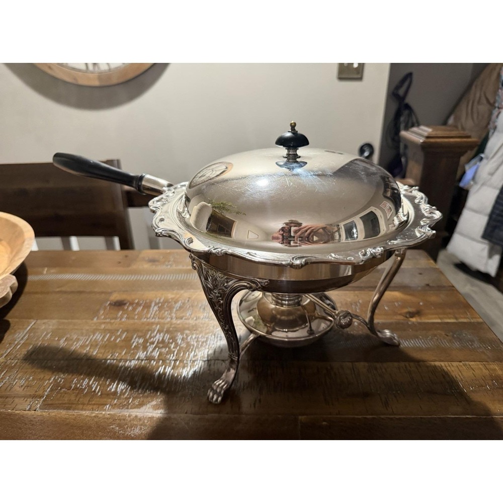 Vintage Large FB Rogers Silver Chafing Elegant Dish Food Warming 4 Pc Set